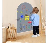 Zeroupshop Calcomanía magnética de pizarra para niños, 15.7 x 39.4 pulgadas, calcomanía extraíble con tiza y trapo para un aprendizaje divertido y decoración de sala de juegos o aula (gris)