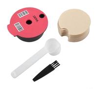 Zeroupshop Cápsula de café reutilizable, con tapas de silicona, 60 ml, 180 ml, cesta de filtro recargable, cepillo de cuchara compatible con máquinas Tassimo, negro (B)