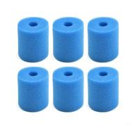 Zeroupshop Cartucho de esponja reutilizable para filtro de piscina tipo H para sistema de piscina Intex, cartucho de filtros de espuma azul, repuesto de cartucho de 30 mm de agujero central (6 piezas)