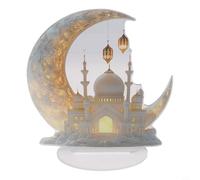 Zeroupshop Castle by the Moon - Adorno acrílico para escritorio, decoración blanca para el hogar, sala de estar, oficina, dormitorio, elegante escultura de luz de luna, 18,63 x 21 cm