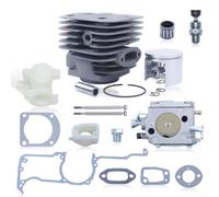 Zeroupshop Cilindro de orificio grande de 52 mm y kit de revisión de carburador de pistón con juego de juntas, colector, válvula de descompresión, pernos, rodamiento, adaptador, compatible con modelos