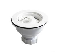 Zeroupshop Colador de drenaje de fregadero blanco para lavabos de mármol, cesta de filtro de polipropileno de 114 x 82 mm con tornillo de 42 mm, salida G1-1/2 pulgadas, se adapta a agujeros de 83-90