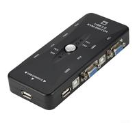 Zeroupshop Conmutador KVM VGA de 4 puertos, selector manual USB 2.0 para 4 computadoras con 1 mouse de teclado y reproducción, soporta 1920 x 1080 Full HD, diseño compacto para PC de escritorio y