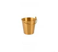Zeroupshop Cubitera de hielo de acero inoxidable 304, soporte de metal para aperitivos para papas fritas, pollo frito, bebidas, fiesta, hogar, bar, restaurante, diseño apilable dorado (0.7 L)