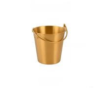 Zeroupshop Cubo de hielo de acero inoxidable 304, soporte de metal para aperitivos para papas fritas, pollo frito, bebidas, fiesta, hogar, bar, restaurante, diseño apilable, dorado (1,8 L)