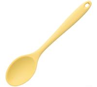 Zeroupshop Cuchara de sopa de silicona, utensilio de cocina de punta suave para la alimentación del bebé, herramienta antiarañazos con mango largo, utensilios de cocina resistentes al calor para uso