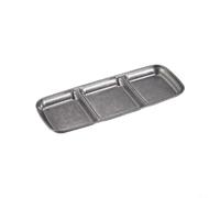 Zeroupshop Cuencos de salsa coreana divididos de acero inoxidable, con 1-4 compartimentos, cuenco plateado vintage, para condimentos de barbacoa, aperitivos, vajilla de base redonda estable, apto para