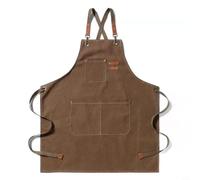 Zeroupshop Delantal de lona gruesa, resistente al agua y a las manchas, babero de cocina para mujer con bolsillos, ideal para tareas de fabricación de bebidas en casa, cafetería (gris)