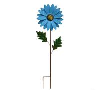 Zeroupshop Estaca de margaritas de metal, 69 cm para decoración floral al aire libre, para paisaje de patio, soporte resistente para macetas de hierro, para césped y camas, amarillo, azul y rojo (azul