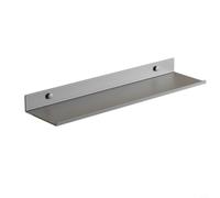 Zeroupshop Estante de pared de metal gris, para almacenamiento de baño y cocina, estante flotante de 40 cm de largo, organizador de aluminio resistente, soporte de exhibición moderno con acabado negro