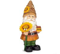 Zeroupshop Estatua de gnomo de resina para jardín, adorno de césped pintado a mano, figura bonita para decoración del hogar, jardín, resistente a la intemperie, arte de patio (B)