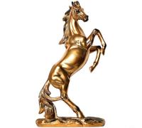 Zeroupshop Estatua de resina de caballo de pie, adorno de caballo blanco o dorado, para decoración de escritorio de oficina, estantería, éxito de la suerte, 33,2 cm (caballo dorado)