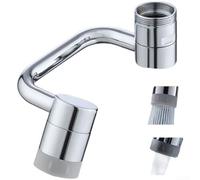 Zeroupshop Extensor de aireador de grifo giratorio de 360 grados, boquilla antisalpicaduras, para cocina, baño, fregadero, acero inoxidable, latón, rotación flexible, plata (doble plateado brillante)