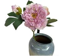 Zeroupshop Flores artificiales de peonías artificiales de 2 cabezas, ramo de peonías sintéticas de seda vintage con bordes quemados, flores falsas de 48 cm de alto para decoración del hogar de bodas