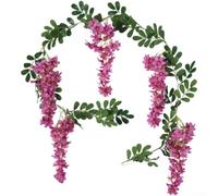Zeroupshop Guirnalda de flores artificiales de seda de jazmín de 1,8 m, decoración floral colgante realista para boda, hogar, jardín, fiesta, arco de fondo, hebras flexibles (rojo rosa)