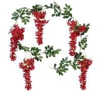 Zeroupshop Guirnalda de vid de jazmín artificial de 1,8 m con flores de seda realistas y alambre recubierto de plástico, decoración floral colgante para boda, hogar, jardín (rojo)