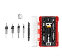 Zeroupshop Juego de 5 brocas avellanadas, M2 para herramientas de carpintería HSS con topes de profundidad, vástago hexagonal para tornillos de 82° en madera, MDF, plástico, incluye caja de
