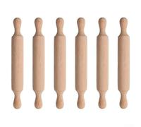 Zeroupshop Juego de 6 rodillos de madera para mini, rodillos de masa de madera natural de 14 x 2 cm para hornear niños, manualidades de arcilla, hacer galletas y pizza, herramientas de cocina aptas