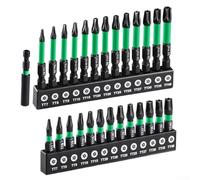 Zeroupshop Juego de brocas Torx TT7-TT40 de acero de 27 piezas con puntas de seguridad magnéticas a prueba de manipulaciones, puntas de destornillador de 1 pulgada y 2 pulgadas de largo para