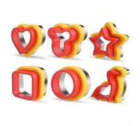 Zeroupshop Juego de cortadores de galletas de acero inoxidable, formas de animales y corazones para hornear niños, sándwich de bricolaje para molde, herramienta de corte de pan, color amarillo