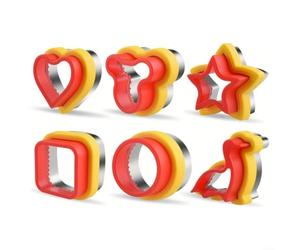 Zeroupshop Juego de cortadores de galletas de acero inoxidable, formas de animales y corazones para hornear niños, sándwich de bricolaje para molde, herramienta de corte de pan, color amarillo