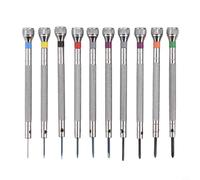 Zeroupshop Juego de destornilladores de 10 piezas, 0,6-2,0 mm ranurados y para herramientas Phillips Watchmaker con cabezales de repuesto, acero inoxidable para mini controladores para gafas, joyas