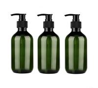 Zeroupshop Juego de dispensador de jabón de 300 ml, 3 botellas de plástico con bomba de mano para loción, champú, aceite esencial, diseño de boca ancha para baño, organización de encimera de cocina
