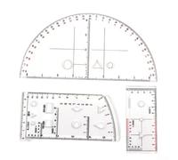 Zeroupshop Juego de reglas de operación de posición, plantilla de dibujo de geometría de plástico transparente con escala transparente para lectura de mapas, herramienta de medición de coordenadas