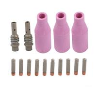 Zeroupshop Kit de 15 boquillas de soplete de soldadura, para antorchas MIG/MAG de 15 AK, puntas recubiertas de cobre, con boquillas y soportes de gas de loza, apertura de 0.6 a 1.2 mm, para una