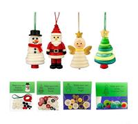 Zeroupshop Kit de 4 adornos de botón de Navidad con muñeco de nieve, ángel Papá Noel y figuras de árbol, juego de manualidades acrílicas para actividades familiares, decoraciones colgantes
