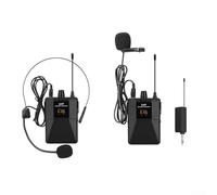 Zeroupshop Kit de sistema de micrófono inalámbrico UHF, juego inalámbrico portátil con auriculares y micrófono Lavalier, receptor transmisor de cinturón, discurso de conferencia de karaoke, 16 canales