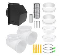 Zeroupshop Kit de ventilación de secadora de 4 pulgadas con codo de 90°, manguera de 5 pies, placa de pared y adaptador de conducto para cuarto de lavado de espacios reducidos, campana de acero