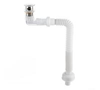 Zeroupshop Kit flexible de montaje de desagüe para fregadero, tubo sifón de acero inoxidable con tapón emergente, colador de pelo antiobstrucción y sello a prueba de fugas para baño, cocina, lavabo