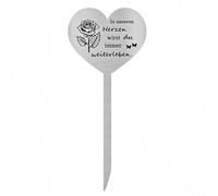 Zeroupshop Lápida conmemorativa de acero inoxidable en forma de corazón, placa conmemorativa pulida, para tumba, cementerio o jardín para homenaje, decoración al aire libre, plata (1 o 2 unidades) (A)