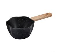 Zeroupshop Maifanite para mini olla para inducción eléctrica de gas, sartén antiadherente con mango de madera, utensilios de cocina ligeros para comidas pequeñas y huevos (negro)