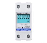 Zeroupshop Medidor de energía monofásico 50A 60A DDS1108 Pantalla digital LCD con retroiluminación AC 220V LED rojo Indicador de pulso Cubierta de extremo integrada para el hogar Industrial Power (con