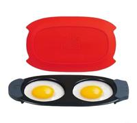 Zeroupshop Olla de huevos para microondas, escalfador de silicona de calor rápido con cámaras dobles, bandeja sin parrilla para huevos revueltos, máquina de desayuno fácil de limpiar para el hogar