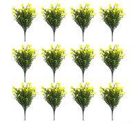 Zeroupshop Paquete de 12 flores artificiales para uso en exteriores, plantas falsas resistentes a los rayos UV con diseño hiperrealista, flores de plástico para todo tipo de clima, adornos de patio