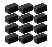 Zeroupshop Paquete de 12 patas rectangulares de PVC negro para patas de muebles, protectores de pies para suelos de madera, calcetines de mesa de reducción de ruido antiarañazos, para almohadillas de