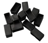 Zeroupshop Paquete de 12 patas rectangulares de PVC negro para patas de muebles, protectores de pies para suelos de madera, calcetines de mesa de reducción de ruido antiarañazos, para almohadillas de