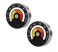 Zeroupshop Paquete de 2 termómetros magnéticos para estufa, de acero inoxidable, para estufas de pellets de gas y carbón, horno alto de 48 a 370 °C