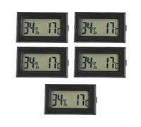 Zeroupshop Paquete de 5 para MINI Termo-Higrómetro Digital, Medidor de Humedad 2 en 1 para interiores y con pantalla LCD, rango de -50 °C a 70 °C, sensor de plástico compacto para invernadero de
