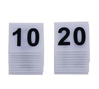 Zeroupshop Placa de matrícula de mesa acrílica 1-40 en forma de V negrita sobre blanco para servicio rápido Modelos de restaurante Ligero fácil de limpiar Color amarillo (blanco)