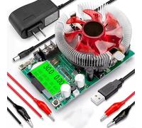Zeroupshop Probador de Carga Electrónico Ajustable 150W 200V 20A USB Módulo de Batería Corriente Constante con Pantalla LCD Ventiladores Inteligentes para Alimentación DC Cable de Carga Prueba Verde