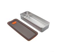 Zeroupshop Recipiente hermético de acero inoxidable para refrigerador, para caja de almacenamiento de carne sellada con tapa de orificio de aire, conservador de frescura para jamón, salchichas