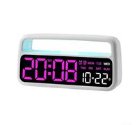 Zeroupshop Reloj despertador LED multifuncional con pantalla grande, configuración de alarma dual, indicador de fecha y día, iluminación ambiental de color para decoración moderna y elegante del hogar