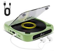 Zeroupshop Reproductor portátil con sonido de alta fidelidad, batería recargable, reproducción inalámbrica y con cable, compacto y ligero para diseño para viajes en coche, blanco (verde)