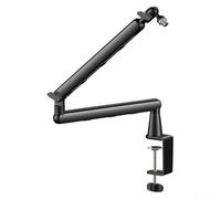 Zeroupshop Soporte de brazo de micrófono de escritorio de metal, soporte de brazo ajustable, para un posicionamiento óptimo, soporte de micrófono negro resistente, para estudio en casa, transmisión en
