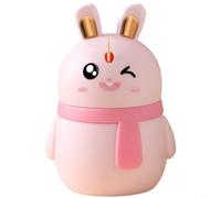 Zeroupshop Soporte para palillos de dientes de prensa automática, adorable diseño de conejo para cocina y mesa de comedor, dispensador de plástico que ahorra espacio, 7 x 7 x 11 cm, rosa y blanco