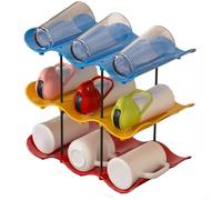 Zeroupshop Soporte para tazas en forma de onda, multicapa, ahorro de espacio, almacenamiento para armario de cocina, café, cápsulas, bolsas de té, organizador de acero inoxidable ABS, azul, 30 x 20 x